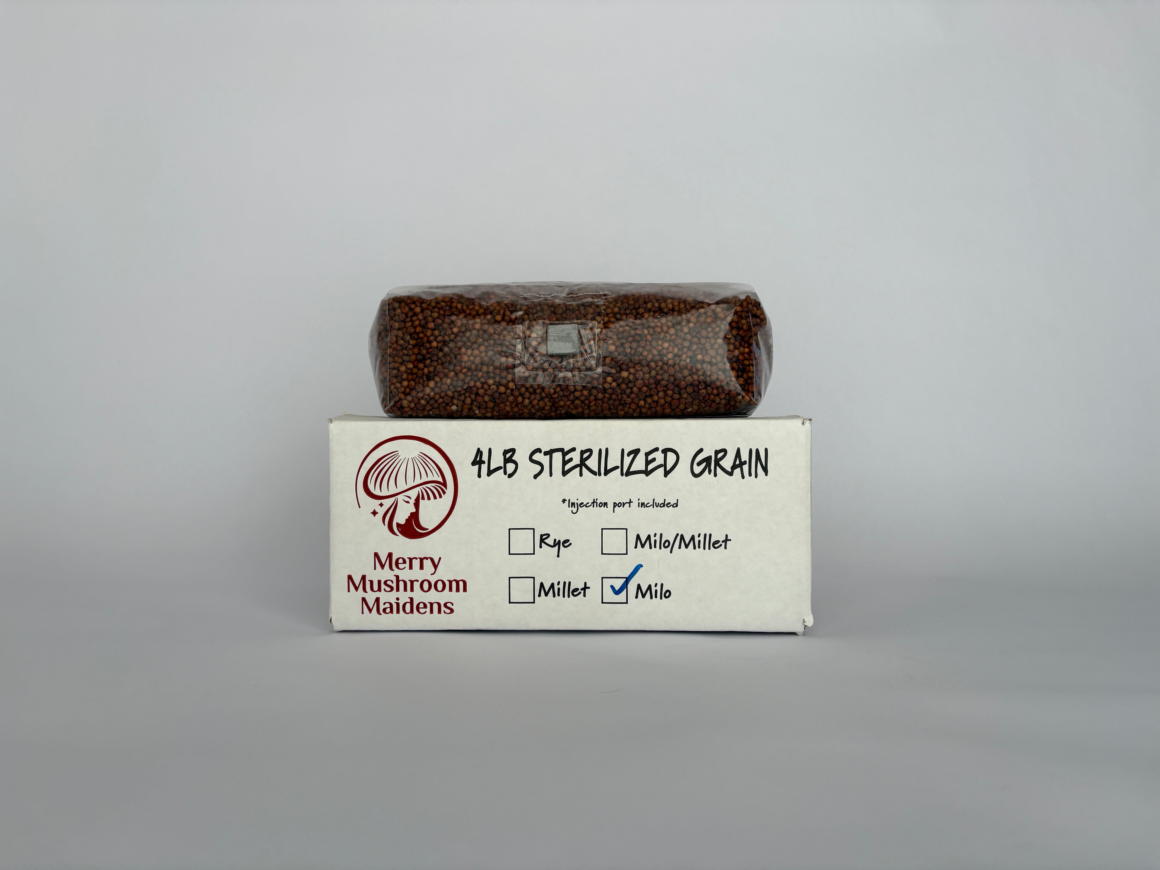 4 Lb. Sterilized Milo Grain Spawn with Injection Port